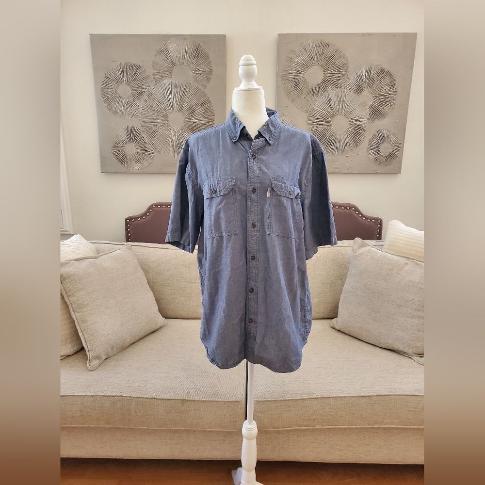 Carhartt 100% Cotton Relaxed Fit Short Sleeve Button-Down Shirt Size Lg